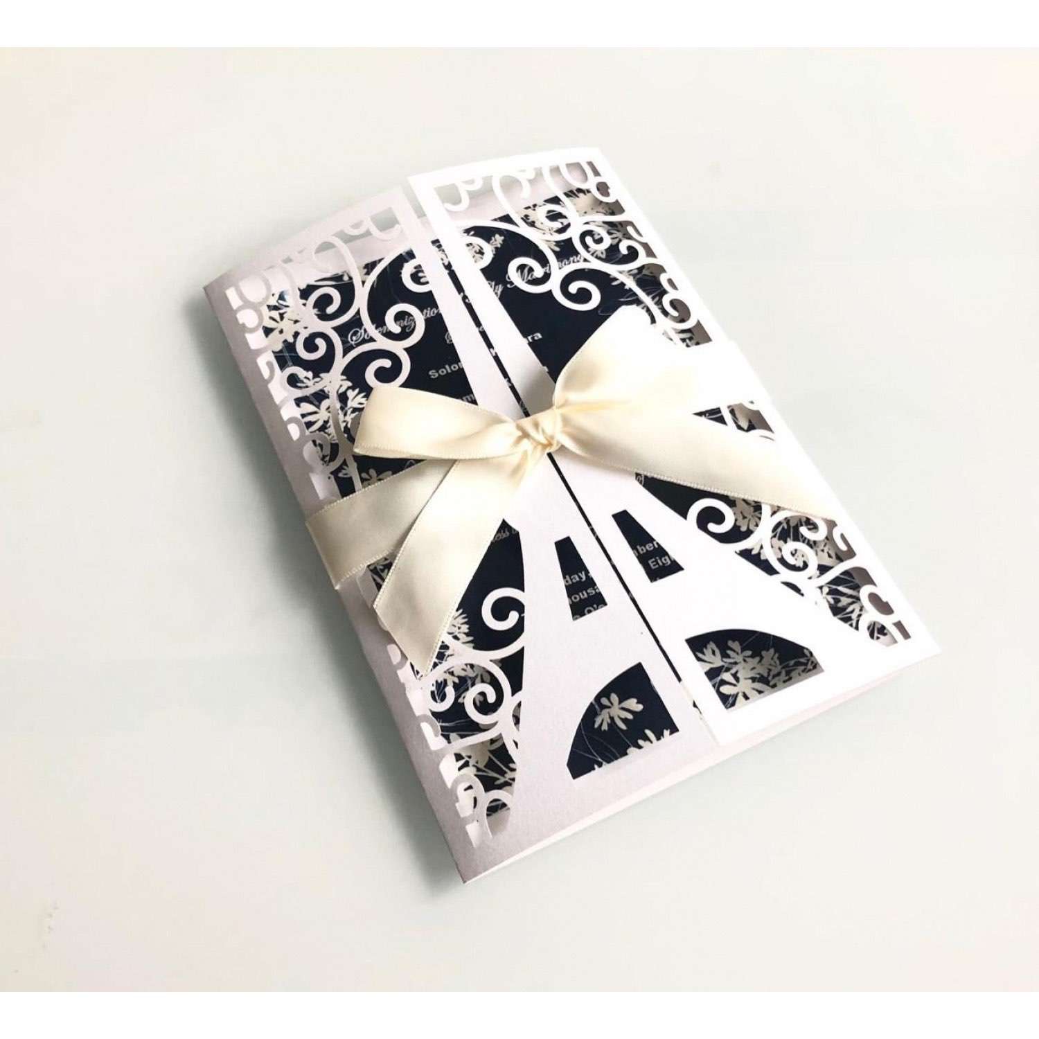 European Wedding Invitation Laser  Cut Paper Tower Shape
